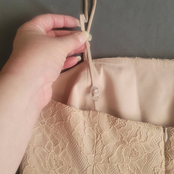 Park & Fifth Dress Womens S Champagne Beige Fitted Lace Adjustable Straps Formal - Picture 13 of 14